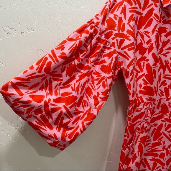 Veronica Beard Samy Silk Exaggerated Statement Puff Sleeve Shirt Dress Size 14 - Picture 11 of 16